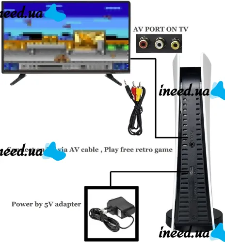 Dendy 8 Bit Game Station PS5 Game Console with Two Joysticks and 620 Built-in GS5 Games, Dendy G155 Children's Retro Console for TV