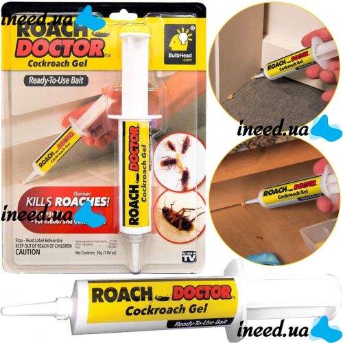 Гель від тарганів і комах Roach Doctor Cockroach Gel 30 г Універсальний гель-шприц, засіб захисту в шприці для знищення домашніх шкідників