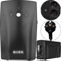 Аварийный бесперебойник ИБП S-Link SL-UP650 650VA 390w на 2 розетки Источник бесперебойного питания 7Ah для защиты от нестабильного электропитания