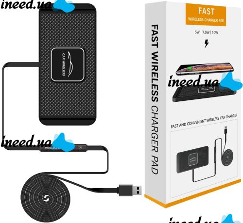 Автомобільна бездротова зарядка Car Wireless Pad C1 15W для зарядки телефону, силіконовий зарядний килимок в авто з антиковзаючим покриттям чорний