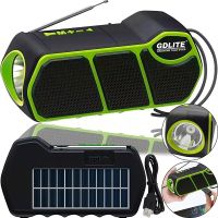 Беспроводная Bluetooth колонка фонарь Solar GDLite GD-11 1500 mAh с солнечной панелью, Аккумуляторный радиоприемник с фонариком FM Power Bank Зеленый