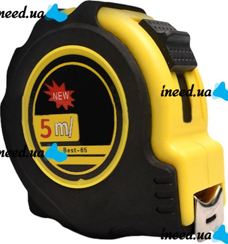 Construction Measuring Tape measure Best-65 5m x 16mm with Hitchhiker and hook, Measuring Tape TP-2401 with Nylon Coating Yellow