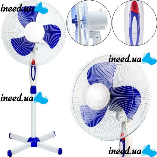 Напольный вентилятор Opera OP-1619 40 см stand fan 16" 40W с регулировкой высоты, Бесшумный вентилятор Опера 40Вт на пол 3 скорости Белый
