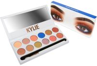 Kylie Royal Peach Eyeshadow Palette 12 Colors Decorative Dry Matte, Satin and Metallic Eye Shadow with Kylie Brush