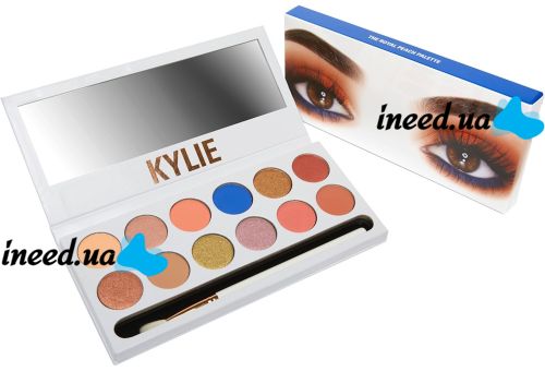 Kylie Royal Peach Eyeshadow Palette 12 Colors Decorative Dry Matte, Satin and Metallic Eye Shadow with Kylie Brush