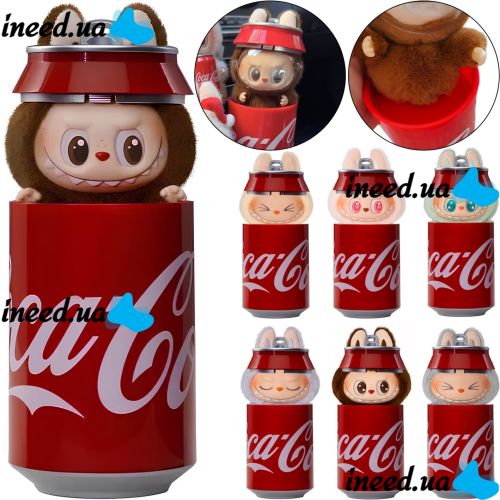 Children's plush toy The Monsters Labubu Coca Cola 15cm, Soft collectible Labubu surprise figurine in a Coca Cola can for kids