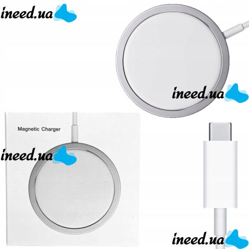 Бездротове зарядний пристрій Magsafe Magnetic універсальна магнітна зарядка магсейф для телефону і навушників IOS Android з виходом Type-C Біла