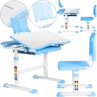 Children's desk with chair Bambi M 4818-4 student desk and chair with adjustable height and stand for books from 3 years old NJ-492 Blue