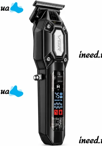 VGR V-900 5W Cordless Hair Clipper—a cordless men's trimmer for trimming beards and mustaches, featuring interchangeable attachments and a USB display