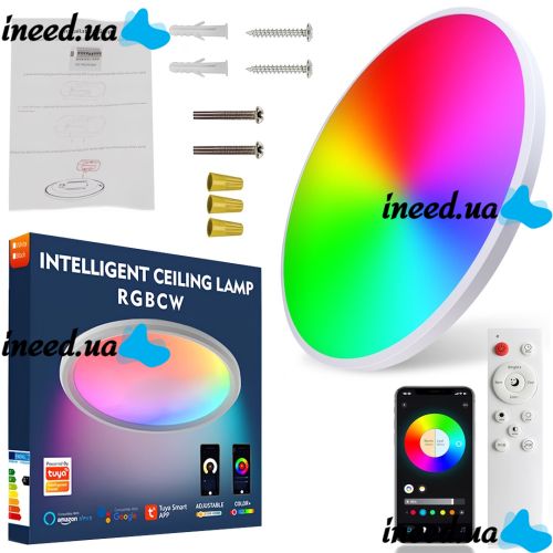 Intelligent Ceiling Lamp GS-9103 30cm 24W RGB LED chandelier with remote control and Wi Fi Bluetooth smart home support