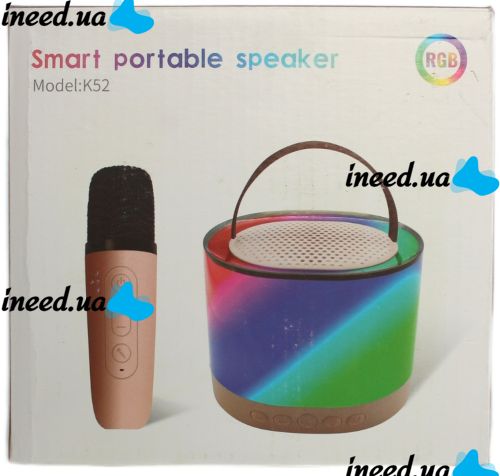 Акумуляторна колонка караоке Smart Portable Speaker K52 акустична Bluetooth система з бездротовим мікрофоном і RGB світломузикою AUX TF USB