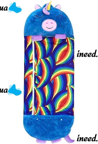 Sleeping Bag with Pillow for Children Happy Nappers Unicorn 3 in 1 Children's Sleeping Bag 130X50 cm Cocoon Transformer, Pillow Sleeping Toy with Zipper