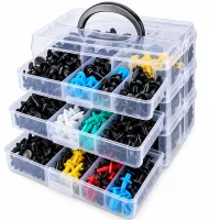 OEM H546 Set of Clips for Auto Trim—725-Piece Set of Removers for Fan Blades, Mounts, Seals, and Clamps in a Plastic Case for Repair and Installation