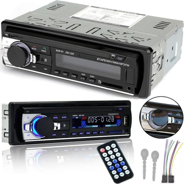 Универсальная автомагнитола Bluetooth Pioneer JSD-520 плеер с USB и SD, Автомобильная магнитола проигрыватель с пультом управления в машину Черная