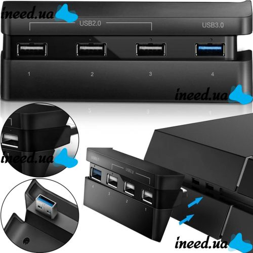 Універсальний Usb Hub dobe PS4 Slim Концентратор на 4 порти для ігрової приставки Sony Playstation, Юсб Хаб розгалужувач для периферійних пристроїв