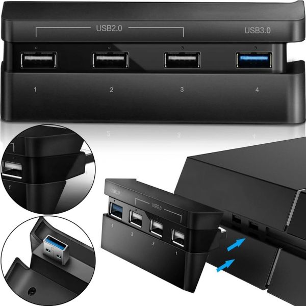 Универсальный Usb Hub Dobe PS4 Slim Концентратор на 4 порта для игровой приставки Sony Playstation, Юсб Хаб Разветвитель для периферийных устройств