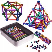Кольоровий магнітний конструктор Buckyballs Buckybars Neo Mix Color 64 деталей, головоломка антистрес, 36 шт. магнітні палички і 28 шт. кульки Бакібарс