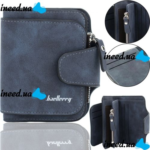 Жіночий замшевий гаманець Baellerry Forever Mini N 2346 Navy Blue жіноче міні портмоне на 10 відділень для купюр і дрібниць 10.5Х11.5 см Синій
