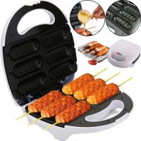 Sausage maker Domotec KB-888 machine for cooking hot dogs and sausages on a stick with 6 cells 800W, Waffle maker for corn dogs 800W White