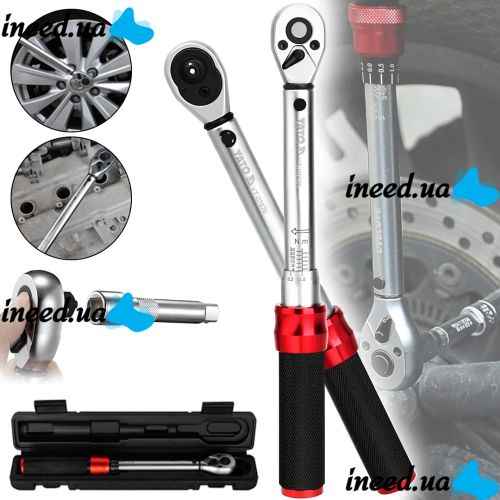 YATO YT-07676 1/2" 20-220 Nm ratchet wrench for precise tightening of bolts and nuts, tool in a case for car repairs