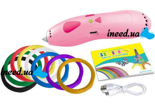 Акумуляторна ручка з трафаретами 3D Painting Pen K9901 500 mAh бездротова низькотемпературна 3Д ручка для об'ємного малювання моделей пластиком