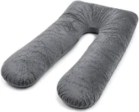 Momcozy Pregnancy Pillow PP101 80x120 cm—an orthopedic pillow for pregnant women, U-shaped for sleeping and relaxing, with back and belly support—Gray