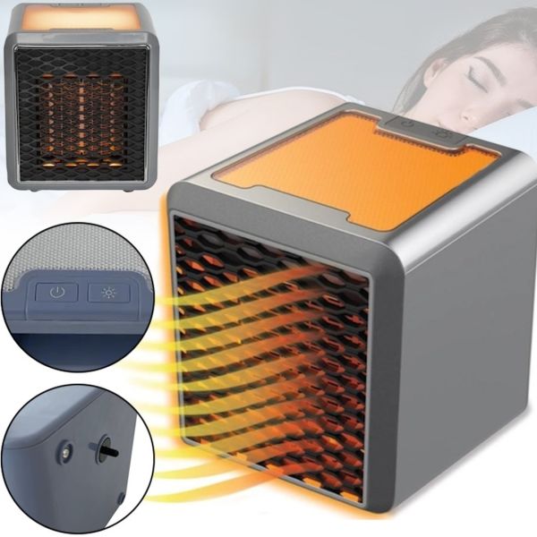 Керамический инфракрасный обогреватель Handy Heater Pure Warmth RD-08 1200W, настольный тепловентилятор c LED подсветкой, электрообогреватель Черный