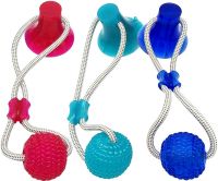 Игрушка канат для кошек и собак Dog Toy Rope жевательный резиновый массажный мяч на веревке с присоской для чистки зубов домашних животных 38х10 см