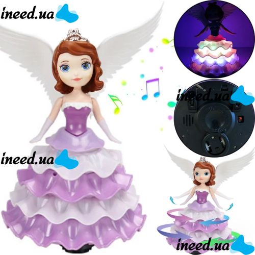 Танцююча інтерактивна лялька нічник Софі Dancing Angel Ice Princess LD - 159d з підсвічуванням, музична іграшка Софія принцеса від батарейок фіолетова