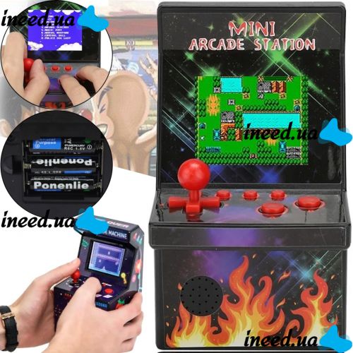 Retro Children's Game console Mini Arcade Station A2 Slot Machine with 200 built-in battery-powered games, 8bit console with 2.5 inch battery screen
