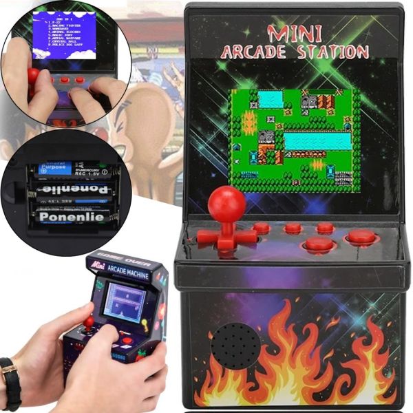 Retro Children's Game console Mini Arcade Station A2 Slot Machine with 200 built-in battery-powered games, 8bit console with 2.5 inch battery screen