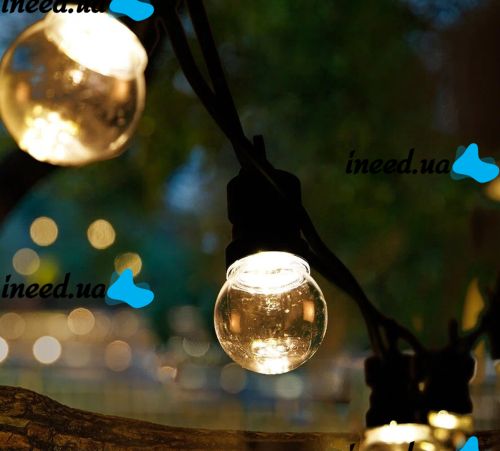 Уличная гирлянда в виде лампочки Xmas 20 ламп WW Теплый белый светодиодная влагостойкая LED гирлянда для дома и улицы с соединителем 20 м