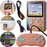 Portable Mini Gaming Console with Joystick Game Player G5 for 500 Built-in Games, Pocket Retro TV Set-top Box AV Micro USB Pink