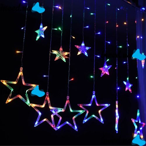 Внутрішня кольорова гірлянда завісу зірки Star Style 2.5х1 м 138 LED діодів M, Світлодіодна RGB гірлянда-завісу 12 зірок на вікно 2. 5мх1м 220V