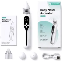 Детский аккумуляторный назальный аспиратор Baby Nasal Aspirator NS-D1004 электрический соплеотсос для носа с насадками и встроенной музыкой от USB