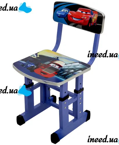 Bambi Disney Cars B-43507 Children's Desk and Chair Set: Lightning McQueen, Height-Adjustable Desk and Chair with Bookrest, Blue