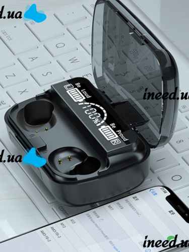 Беспроводные Bluetooth наушники Newest M10 с led дисплеем и индикатором заряда Black Черные сенсорные с экраном TWS М10 c powerbank Earbuds