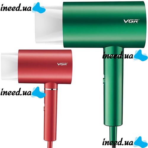 Professional hair Dryer for styling and drying VGR V-431 Green with ionization nozzle, overheating protection and cold air mode 1800W 