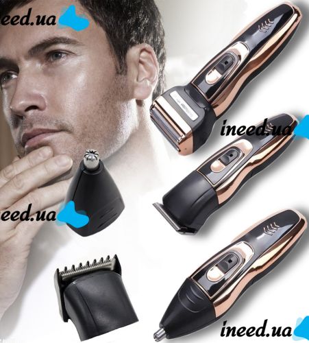 Аккумуляторная мужская электробритва, машинка, триммер Gemei GM-595 Hair Trimmer для бороды и носа, универсальный набор 3 в 1 для стрижки волос Gemmy