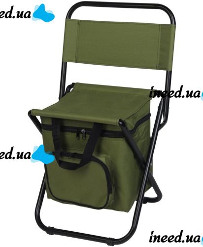 Camping folding chair Kangaroo Stenson MH-3071 up to 110 kg with 10L bag, Folding chair 35x26x58 cm with backrest for fishing and picnic Green