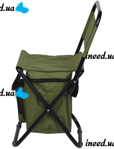 Camping folding chair Kangaroo Stenson MH-3071 up to 110 kg with 10L bag, Folding chair 35x26x58 cm with backrest for fishing and picnic Green