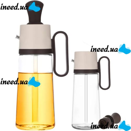 Кухонний дозатор для масла з пензликом Oil Dispenser 2 в 1 скляна пляшка для рідин багатофункціональний диспенсер для рідких продуктів 550 мл